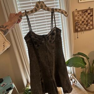 Free People Black Denim Mini Dress